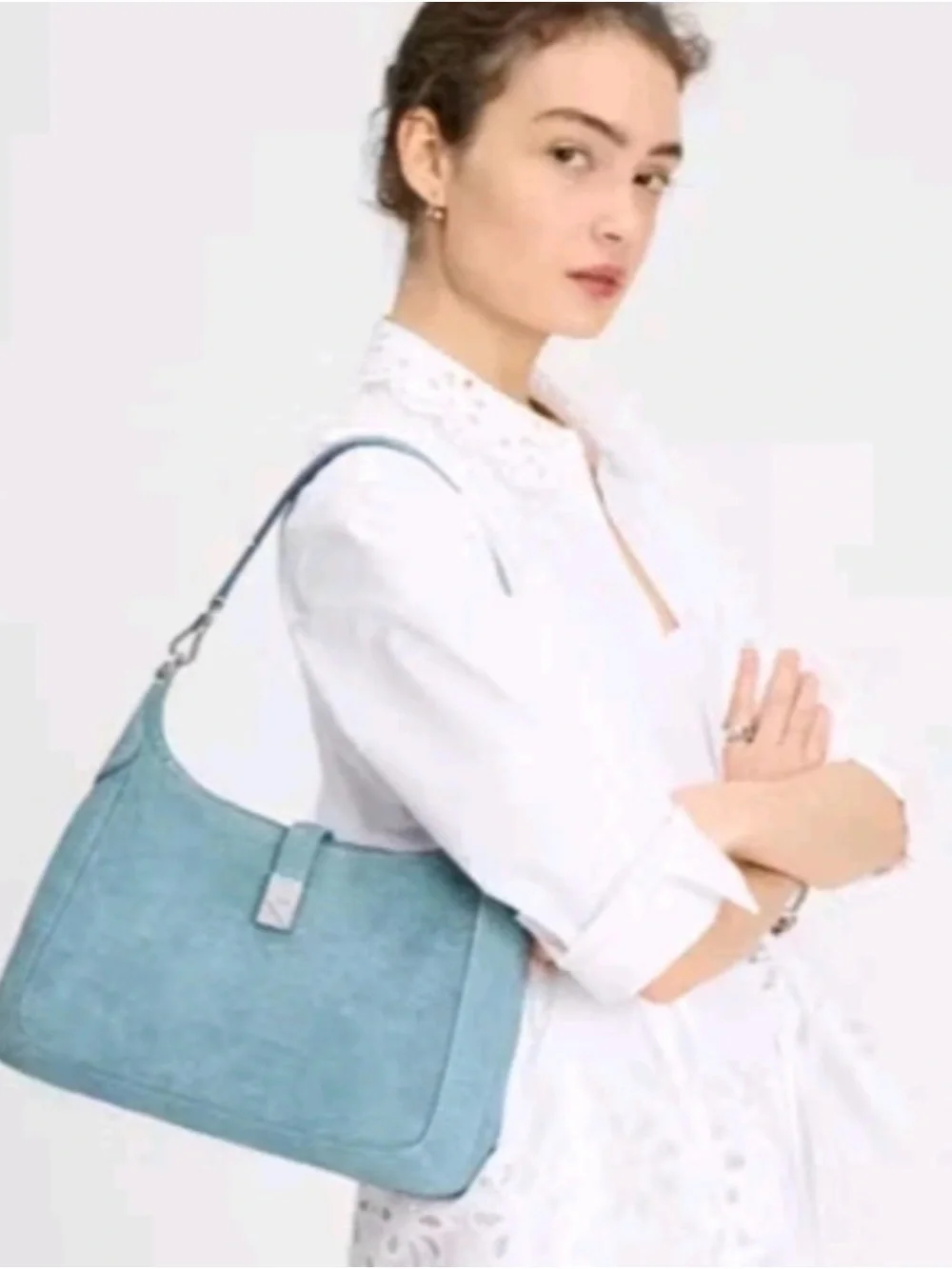 Kate Spade New York Deco Denim Suede Hobo Crossbody NWT